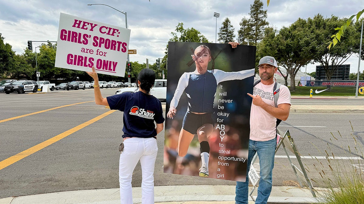 Steve Hilton rips Steyer for trans athlete support, leads 'Save Girls Sports' rally at track title meet